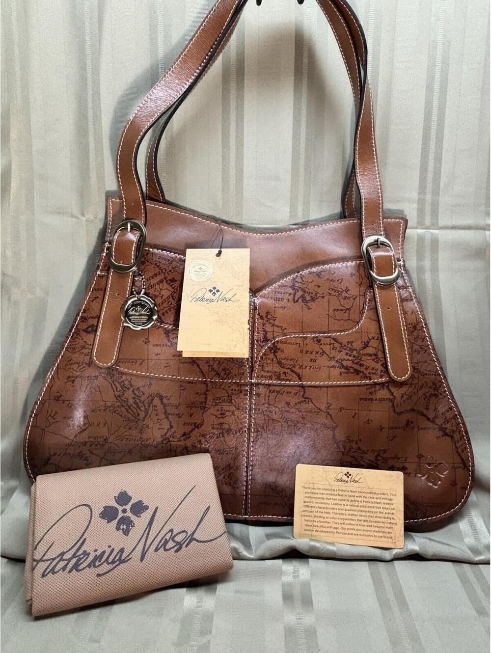 NEW Patricia Nash Leather Parigi Pieced Shopper - A386259 - Signature Map